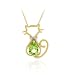 18K Gold over Sterling Silver Peridot & Diamond Accent Filigree Cat Slide Pendant