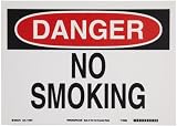 41uCt6mWRNL. SL160  Brady 115975 14 Width x 10 Height B 586 Paper, Red And Black On White Color Sustainable Safety Sign, Legend Danger No Smoking