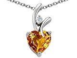 1.95 cttw 925 Sterling Silver 14K White Gold Plated Genuine Heart Shaped Citrine Pendant