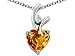 1.95 cttw 925 Sterling Silver 14K White Gold Plated Genuine Heart Shaped Citrine Pendant