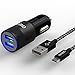 ONSON Car Charger,3.1A Dual Port High Speed USB Car Charger+3FT Micro USB Cable Combo for iPhone 6s/6s Plus/5E/5s/5c/5, Samsung Galaxy S6/S5/S4/S3, Motorola, HTC Phone and More.(Black)