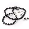 Midnight 8mm Glass Pearl Necklace, Bracelet and Earrings Set by Margot Townsend