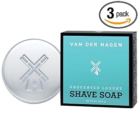 Van Der Hagen Men's Luxury, Unscented Soap, 3.5 Ounce (Pack of 3)