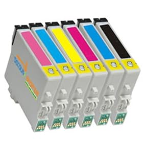 1 Set Of 6 Compatible Ink Cartridges For Epson Stylus Photo R200, R220, R300, R320, R340, RX500, RX600, RX620, RX640