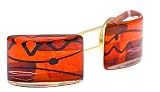 Designer handcrafted curved reectangular acrylic and foil cufflinks