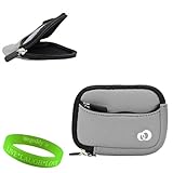 Point & Shoot Camera Accessories from VanGoddy Pewter Neoprene Glove Camera Case for Sony CyberShot TX100V TX55 W530 W610 W570 W620 W650 W510 W560 WX9 WX10 TX10 + Gray Color Flexible Tripod + VanGoddy LIVE * LAUGH * LOVE Wristband