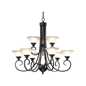 Kenroy Home 80479ORB Welles nOne-Light Chandelier with 7-Inch Cream Scavo Glass Shades by Kenroy Home