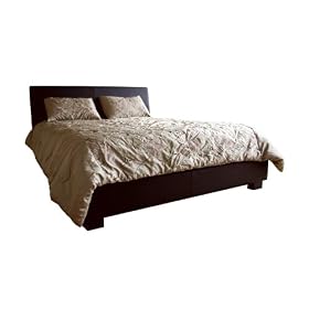 Baxton Studio Serafino Crossed-Stitch Leather Queen Bed