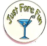 Martini glass Just fore fun golf ball marker, ballmarker with hat clip -Blue Martini