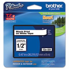 Brother P-Touch Tze Standard Adhesive Laminated Labeling Tape, 3/8W, White On Black On Sale