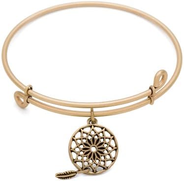 Signs of Life Adjustable Bangle Charm Bracelet, DREAM CATCHER, Antique Gold Finish, SOL