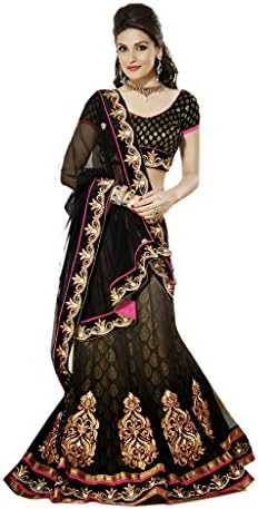 Utsav Women's Bollywood Designer Saree Lehenga Free Size Black