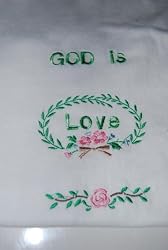 Embroidered God is Love T with Green multi-color thread Adult-S