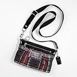 Coach Limited Edition Poppy Tartan Plaid Glam Swingpack Messenger Bag 43287 Black Multi
