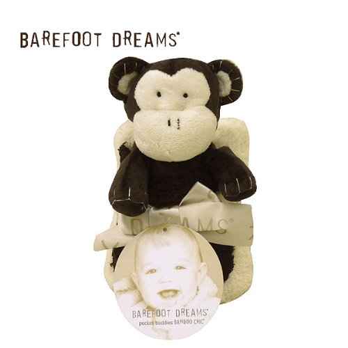 BAREFOOT DREAMS【ベアフットドリームス】 ベビーブランケット pocket buddies style416(並行輸入品) (Monkey:Cream×Espresso)