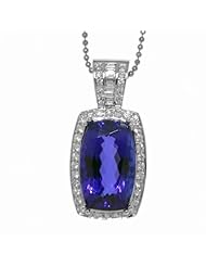 18K White Gold Tanzanite and Diamond Pendant -- LIFETIME WARRANTY