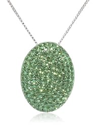 Carnevale Sterling Silver Green Disc Swarovski Crystal Elements Pendant Necklace, 18"