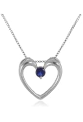 Sterling Silver Heart Pendant Necklace (1/6cttw), 18"