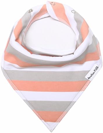 Baby Bandana Drool Bibs for Girls 100% Organic Cotton With Snaps and Back Pocket (Stripes) by American Kiddo for Drooling and Teething Babies and Toddlers - "Sweetheart" Gift Set