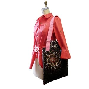 Yukiko Sato V3SL HANABI Tree of Vela Oversized TESAGE purse, Style 3S, Pretty Pink Shoulder Strap, Cotton Canvas, Sling Shoulder bags with Japanese Drawstring Closure Top,