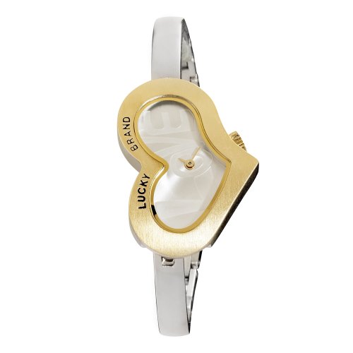 Lucky Brand Women's 161209SVTT Gold-Tone Heart Shaped Love Dial Silver Bangle Watch
