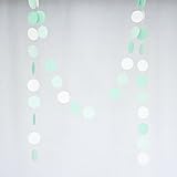 Chloe Elizabeth Circle Dots Paper Garland (10' Long), Aqua/Mint/Pearl White