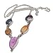 Fashion Chain Necklace Sterling Silver with Colorful Shells In Pink & Orange 17 inches