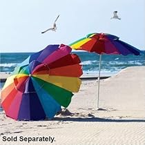 Big Sale Best Cheap Deals Rainbow 8' Beach Umbrella with Carry Bag, Umbrella UPF 50+ with Tilt - Fiberglass Ribs