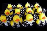 One Dozen (12) Black & Silver Rubber Ducky CHEERLEADER Cheerleading Cheer Party Favors
