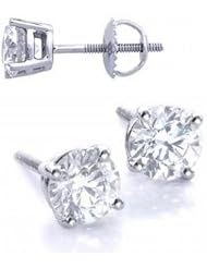 1.41 carat certified 14k white gold diamond studs