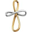 14K Two-Tone Gold Cross Pendant - 39.00x25.25mm