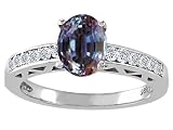 1.62 cts Genuine Lab Created Alexandrite and Diamond Solitaire Engagement Ring - 14kt White or Yellow Gold
