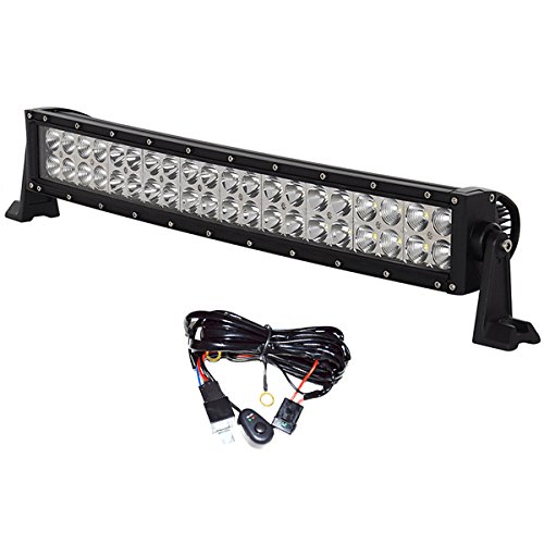 EasyNew® 20″ Inch 120W Curved Led Light Bar Work Lights Flood Spot Combo Beam IP68 Waterproof 10v-30v 3w*40 12000 Lumen for 4WD SUV UTE Offroad Truck ATV UTV with Wiring Harness