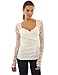 PattyBoutik Women's Sweetheart Floral Lace Long Sleeve Blouse