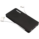 Eoso 10000mah Ultra Slim Dual Port USB Fast Charging Portable Power Bank Built-in Micro USB Cable External Battery Charger Pack for iPhone Samsung Galaxy HTC iPad Tablets Pc (10000mah Black)