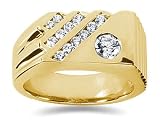 0.71 ctw Men's Diamond Ring in 14K Yellow Gold