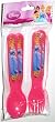 Disney Princess, Pink Plastic Flatware Set Featuring Cinderella, 2 Forks and 2 Spoons (1 Pack)