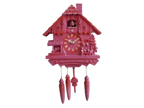 Silly Wall Clock Cuckoo, Polyresin, Pink