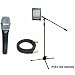 Pyle Mic and Stand Package - PDMIK5 Dynamic Cardioid Microphone - PMKSPAD1 Multimedia Microphone Stand With Adapter for iPad 2 (Adjustable for Compatibility w/iPad 1) - PPMCL50 50ft. Symmetric Microphone Cable XLR Female to XLR Male