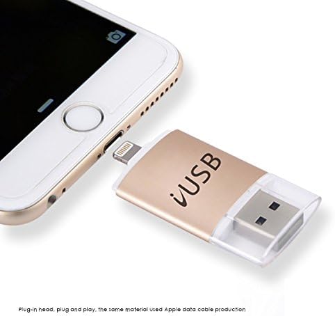 iUSB Flash Drive Reader iFlash Fat32 exFAT External Storage USB Disk & iReader 2 in 1 for Mac iPad iPod Computer iPhone 6 plus 6s 7 (Gold) (64GB)