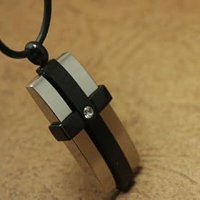 Designer Inspired Modern Black Cz Diamond Cross Necklace for Boy with Box J1168
