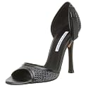 Charles David Women's Lettie Peep Toe Pump,Black Snake,9 M