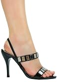 Fashion Cool Two Strapped Slip-On with Designer Metallic Rectangle Embellishments from Hot Fash Shoes - STELLA Black