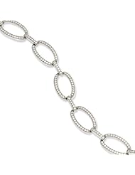 Sterling Silver & Cz Brilliant Embers Polished Bracelet, Best Quality Free Gift Box Satisfaction Guaranteed