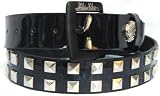 Silver Star SHINY PATENT BLACK GENUINE LEATHER BELT WITH STUDS-