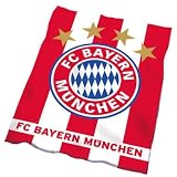 FC Bayern München Fanartikel Fleecedecke Wappen Streifen Sterne 150x200cm