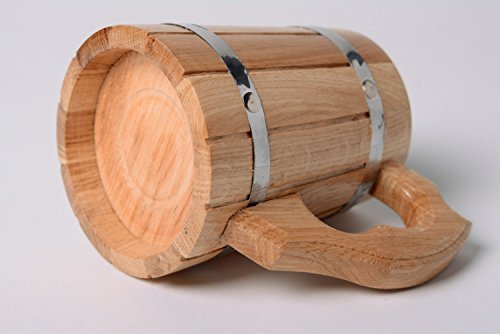 Imagen 4 de Jarra Decorativa De Madera Para Cerveza Hecha A Mano Con Metal 400 Ml