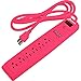 Office + Style 6 Outlet Surge Protector with Dual USB Ports and 6 Ft Cord, Pink