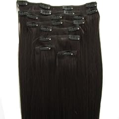 Clip In Extensions 100% Kanekalon 8 teiliges Haarverl�ngerungsset 50 cm L�nge #2 dunkelbraun