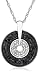 Sterling Silver Black and White Diamond Disc Pendant, (0.75 cttw)